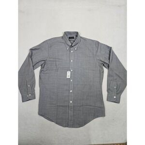 Brooks Brothers Ceckered Button Down Wool Shirt Men Large NWT FLAW Made In Italy